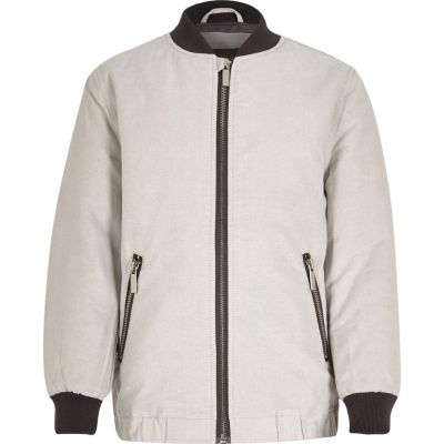 Boys ecru linen-look bomber jacket